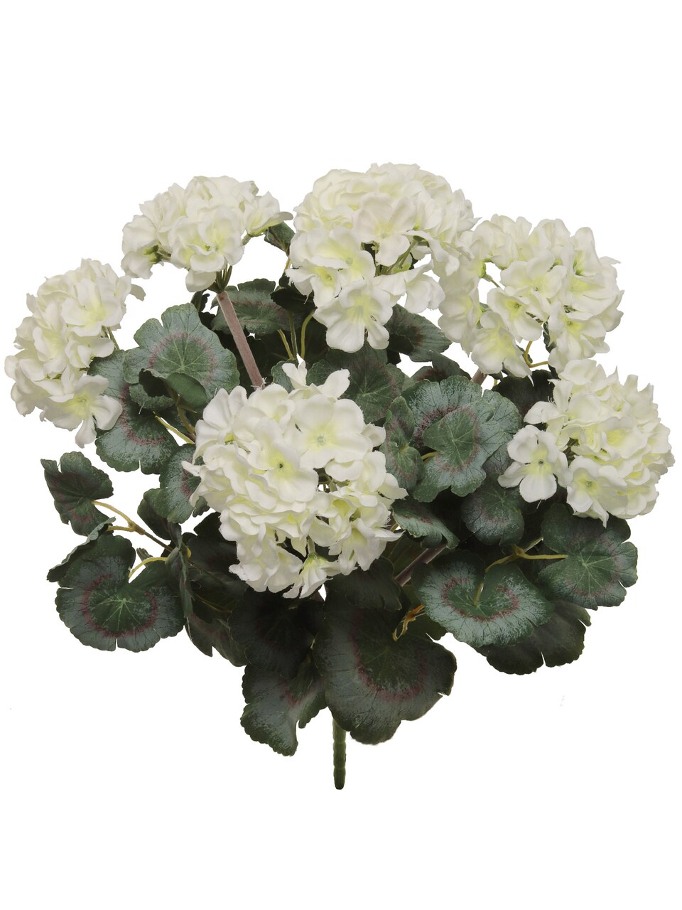 White 18" Deluxe UV Geranium Bush – 7 Bloom Heads – Realistic Outdoor Artificial Flower Bush